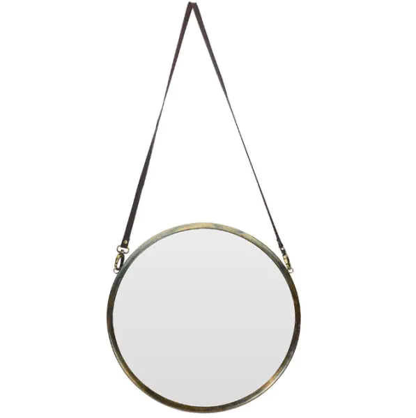 ⁨Lustro okrągłe na sznurku ze sztucznej skóry 42 cm⁩ w sklepie Wasserman.eu
