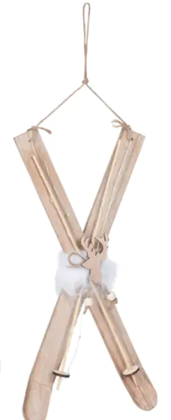 ⁨Ozdoba dekoracja Narty świąteczna z oświetleniem LED naturalny 42 cm⁩ w sklepie Wasserman.eu