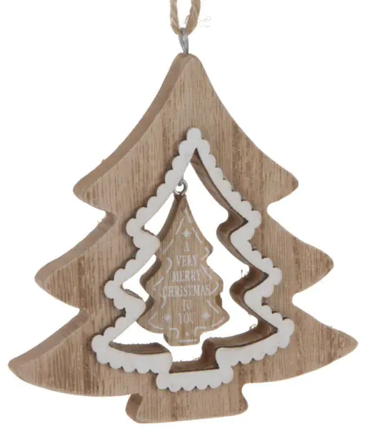 ⁨Zawieszka na choinkę drewniana wisząca choinka 11 cm⁩ w sklepie Wasserman.eu