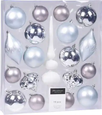 ⁨Set of Christmas balls decorations for the Christmas tree 19 elements pearl of roses silver⁩ at Wasserman.eu