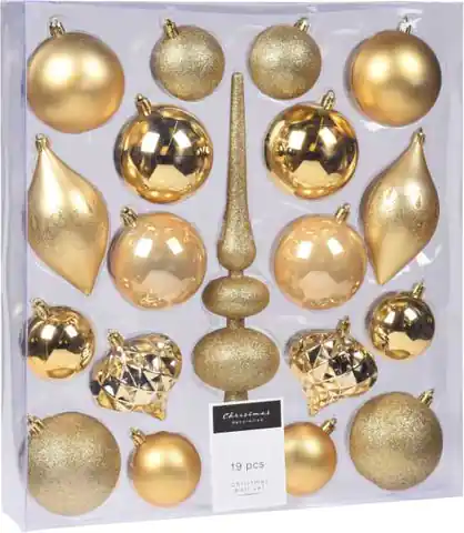 ⁨A set of Christmas balls decorations for the Christmas tree 19 elements gold⁩ at Wasserman.eu