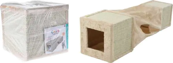 ⁨Tunel z drapakiem dla kota 106x29x29 cm beżowy⁩ w sklepie Wasserman.eu