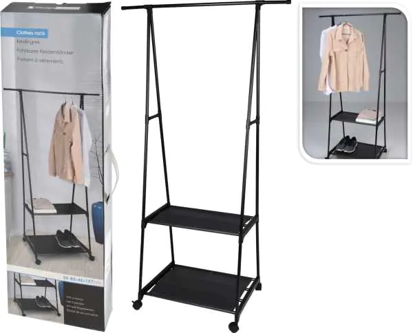 Mobile wardrobe with shelves and hanger at Wasserman.eu