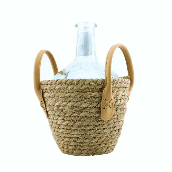 ⁨Glass vase in a basket of morksiej grass 18x18x27 cm⁩ at Wasserman.eu