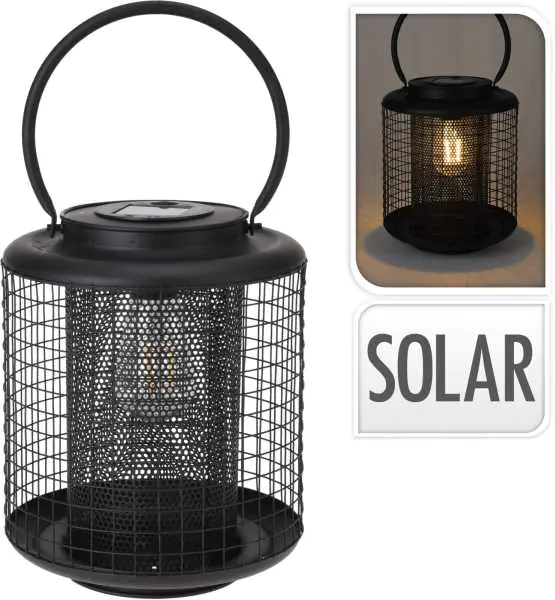 ⁨Lantern Solar Lantern LED in black 22 cm⁩ at Wasserman.eu