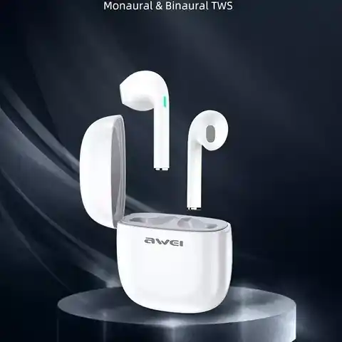 ⁨Earphones Bluetooth T28 TWS+docking White⁩ at Wasserman.eu