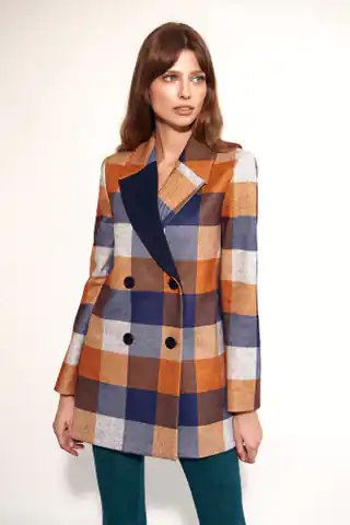 ⁨Krótki płaszcz w kratę - PL16 (kolor krata, rozmiar 38)⁩ w sklepie Wasserman.eu