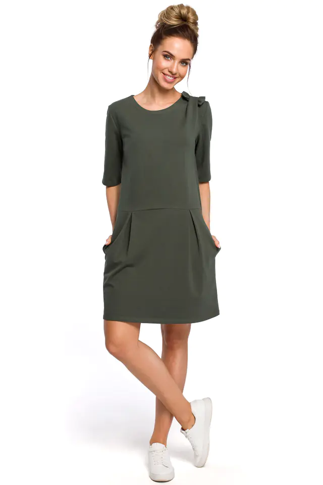 ⁨M422 Dress with bow - khaki (Khaki color, Size S (36))⁩ at Wasserman.eu