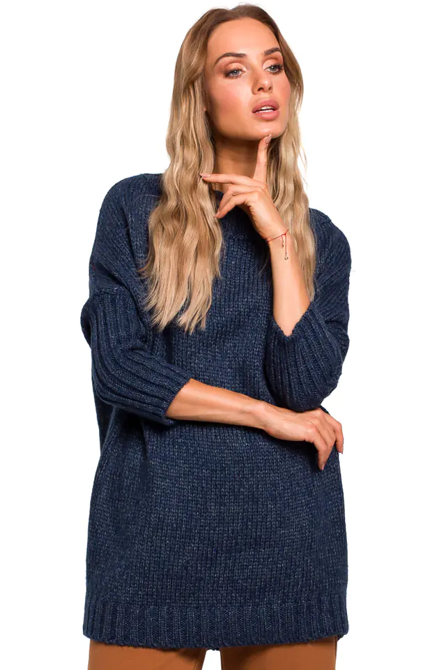 ⁨M470 Sweter półgolf melanż - granatowy (kolor granat, rozmiar L/XL)⁩ w sklepie Wasserman.eu