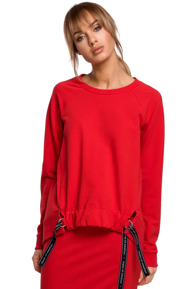 ⁨M492 Bluza z klamerkami i lampasami na przodzie - czerwona (kolor czerwony, rozmiar L)⁩ w sklepie Wasserman.eu