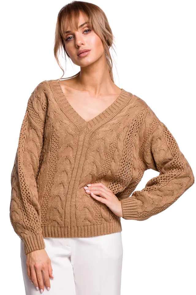 ⁨M510 Openwork V-neck sweater - beige (Beige, size S/M)⁩ at Wasserman.eu