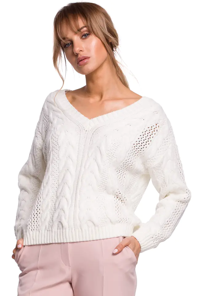 ⁨M510 Openwork V-neck sweater - ecru (Colour ecru, Size S/M)⁩ at Wasserman.eu