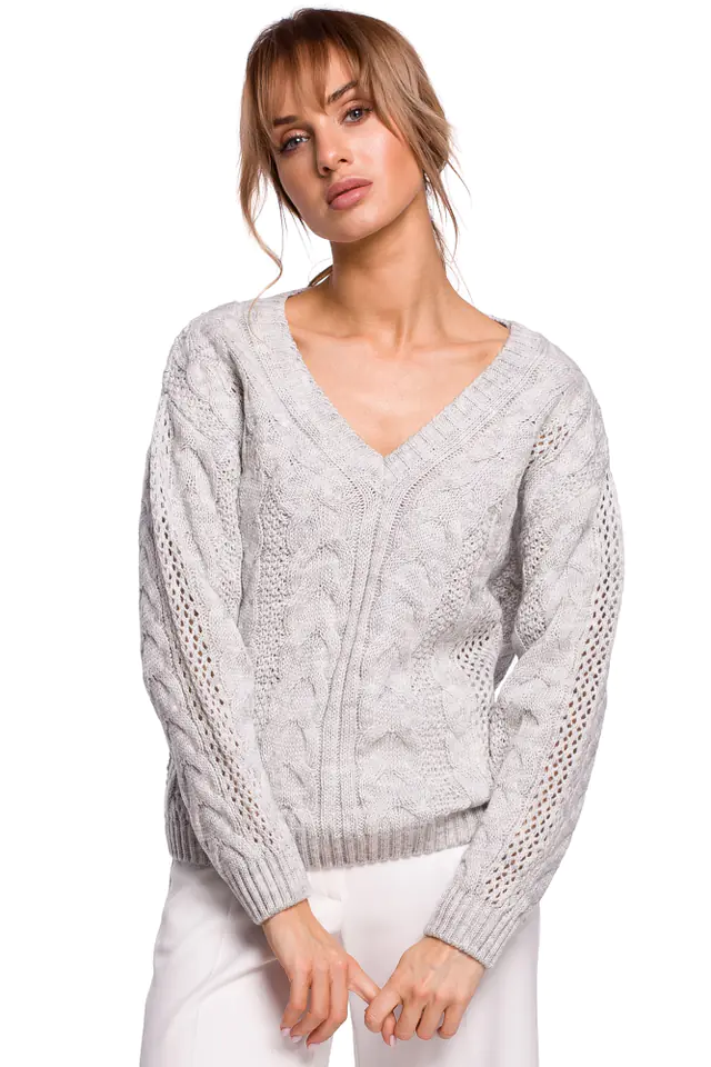 ⁨M510 Openwork V-neck sweater - grey (Colour grey, size S/M)⁩ at Wasserman.eu