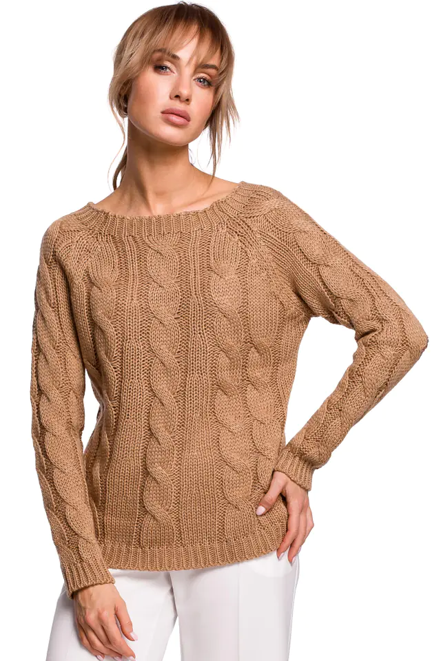 ⁨M511 Sweater with braid weave and boat neckline - beige (Beige, size S/M)⁩ at Wasserman.eu