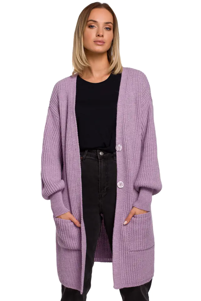 ⁨M538 Cardigan stripe with sewn pockets - lavender (Colour purple, Size L/XL)⁩ at Wasserman.eu
