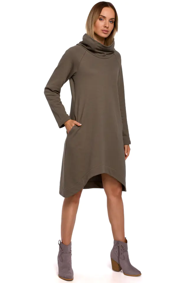 ⁨M551 Dress with asymmetrical bottom - khaki (Khaki color, Size S (36))⁩ at Wasserman.eu