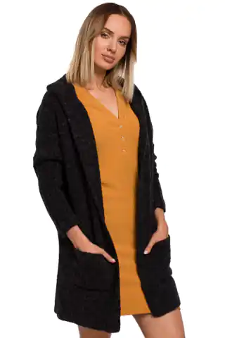 ⁨M556 Ribbing cardigan with hood and sleeves - anthracite (Graphite color, size S/M)⁩ at Wasserman.eu