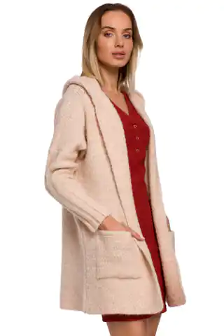 ⁨M556 Ribbed cardigan with hood and sleeves - beige (Beige, size L/XL)⁩ at Wasserman.eu