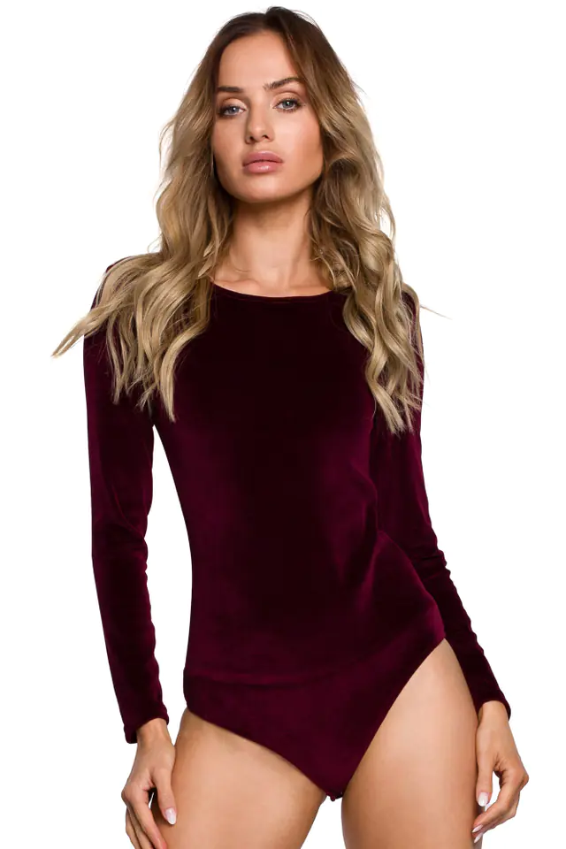 ⁨M567 Velour bodysuit, long sleeves - burgundy (Burgundy, Size S (36))⁩ at Wasserman.eu