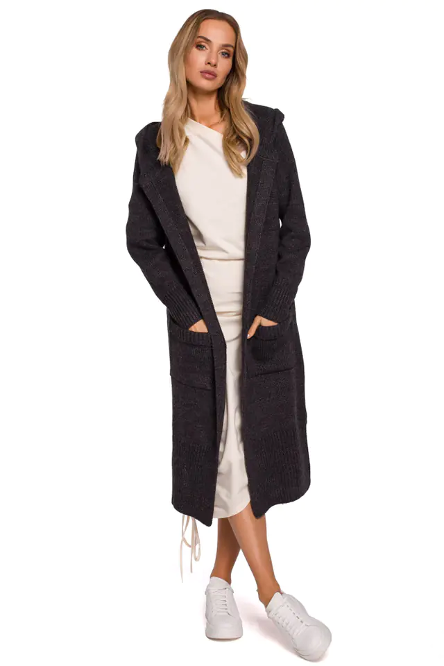 ⁨M596 Cardigan with hood and pockets - graphite (Graphite color, size S-L)⁩ at Wasserman.eu