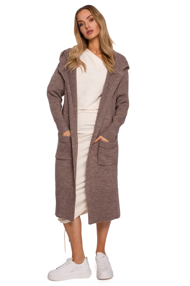 ⁨M596 Cardigan with hood and pockets - mocha (Colour mocca, size S-L)⁩ at Wasserman.eu