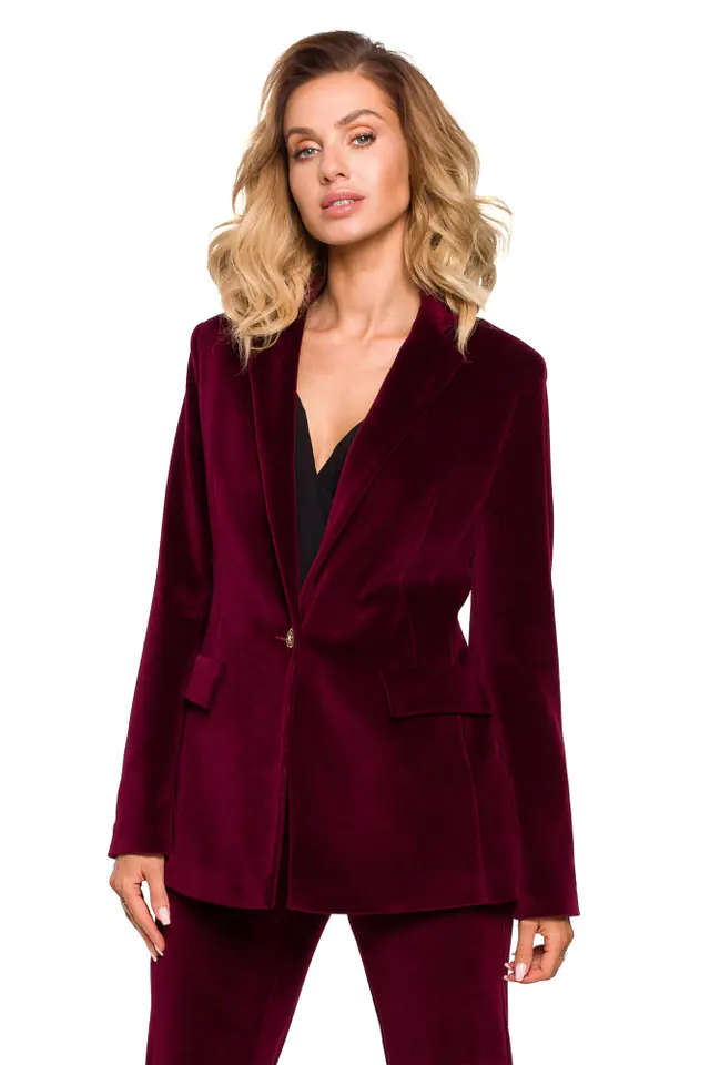 ⁨M643 Velour jacket with button fastening - burgundy (Burgundy, Size XXL (44))⁩ at Wasserman.eu