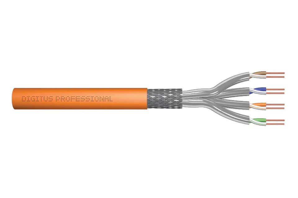 ⁨INSTALLATION CABLE DIGITUS cat.7, S/FTP, Dca, wire, AWG 23/1, LSOH, 100m, orange⁩ at Wasserman.eu