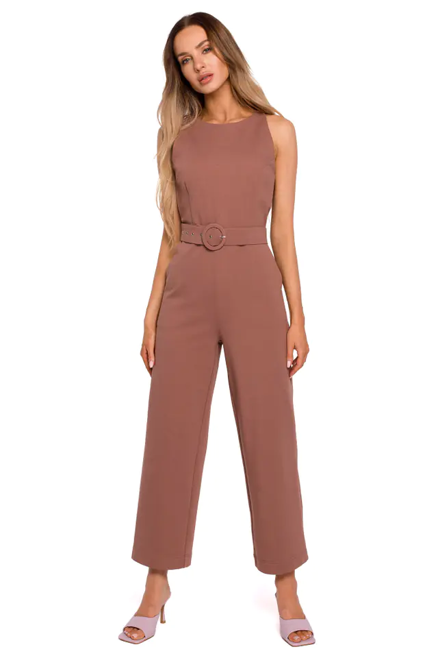 ⁨M679 Sleeveless jumpsuit with belt - chocolate (Colour: chocolate, Size L (40))⁩ at Wasserman.eu