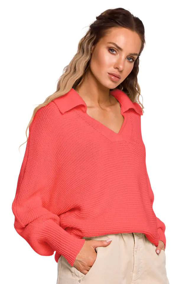 ⁨M687 Sweater with collar - peach (Peach color, size S/M)⁩ at Wasserman.eu