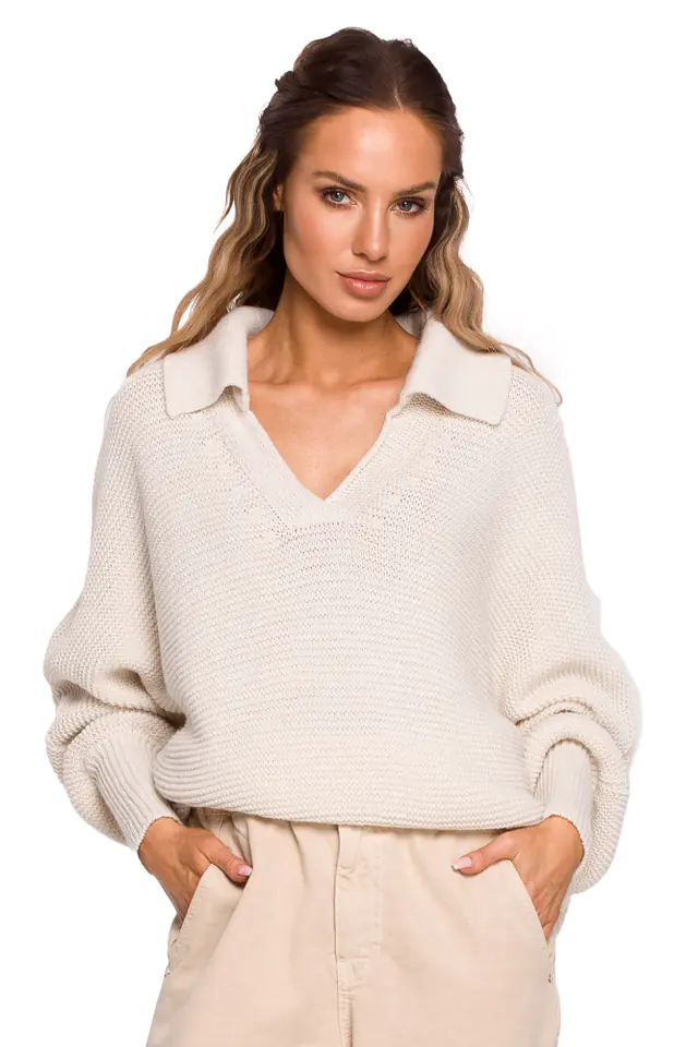 ⁨M687 Sweater with collar - ivory (Ecru, size L/XL)⁩ at Wasserman.eu