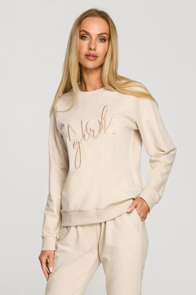 ⁨M693 Bluza z haftem - piaskowa (kolor piaskowy, rozmiar L)⁩ w sklepie Wasserman.eu