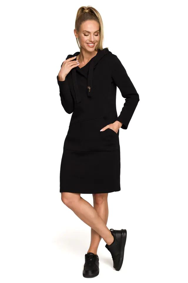 ⁨M695 Dress with hood and asymmetrical pocket - black (Color: black, Size XXL (44))⁩ at Wasserman.eu