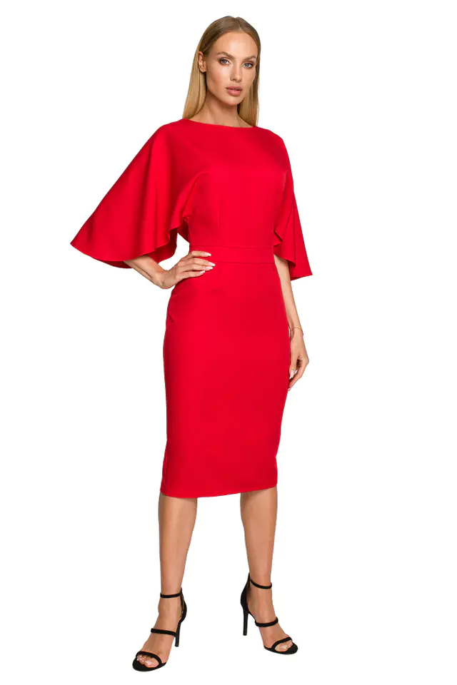 ⁨M700 Pencil dress with wide sleeves - red (Color: red, Size S (36))⁩ at Wasserman.eu