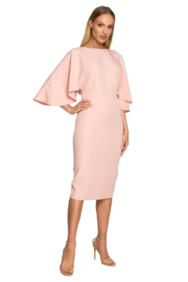 ⁨M700 Pencil dress with wide sleeves - powder (Powder pink, Size XXL (44))⁩ at Wasserman.eu