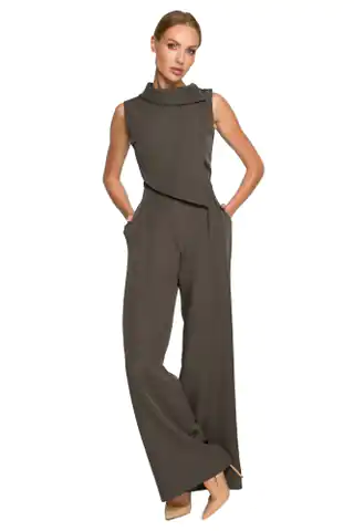 ⁨M702 Sleeveless jumpsuit with double front - khaki (Khaki color, Size L (40))⁩ at Wasserman.eu