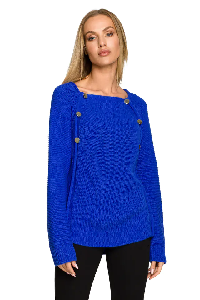 ⁨M712 Sweater with decorative buttons - sapphire (Colour blue, size S/M)⁩ at Wasserman.eu