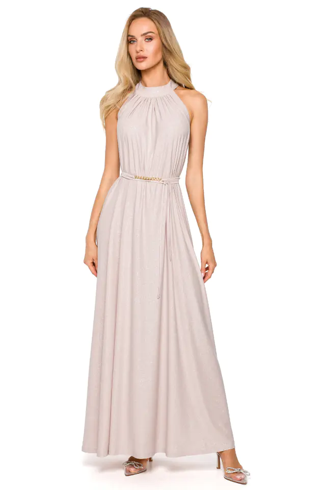 ⁨M721 Dress with halter neckline - champagne (Light beige, one size all)⁩ at Wasserman.eu