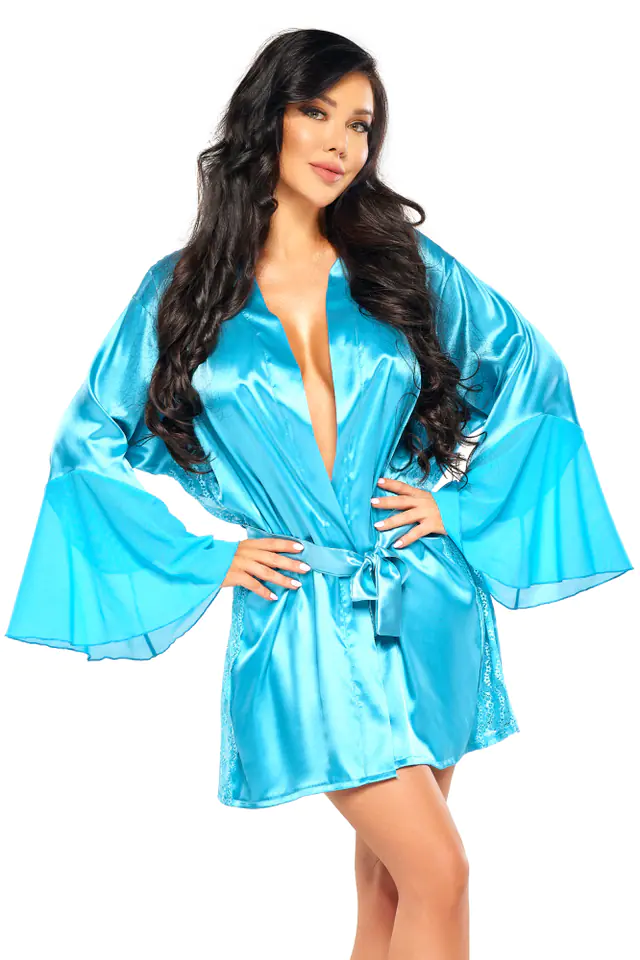 ⁨Marlene peignoir turquoise (kolor turkus, rozmiar S-L)⁩ w sklepie Wasserman.eu