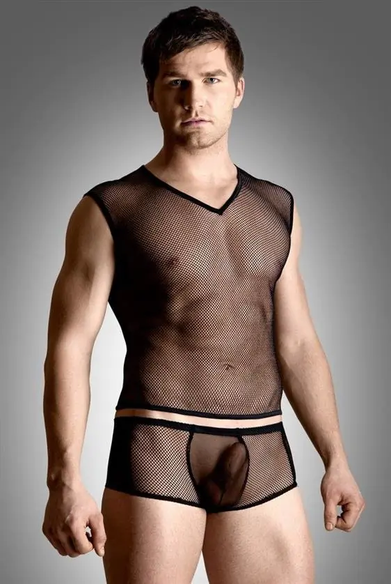 ⁨Net set - shirt and thong - black 4601 (kolor czarny, rozmiar XL)⁩ w sklepie Wasserman.eu