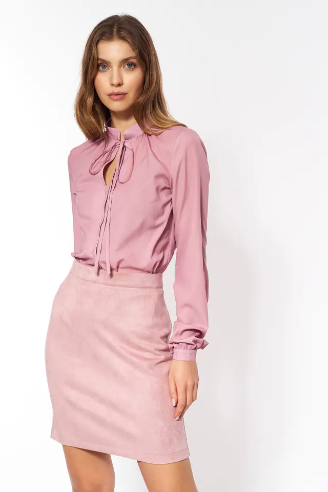 ⁨Nubukowa różowa spódnica - SP64 (kolor róż, rozmiar 40)⁩ w sklepie Wasserman.eu