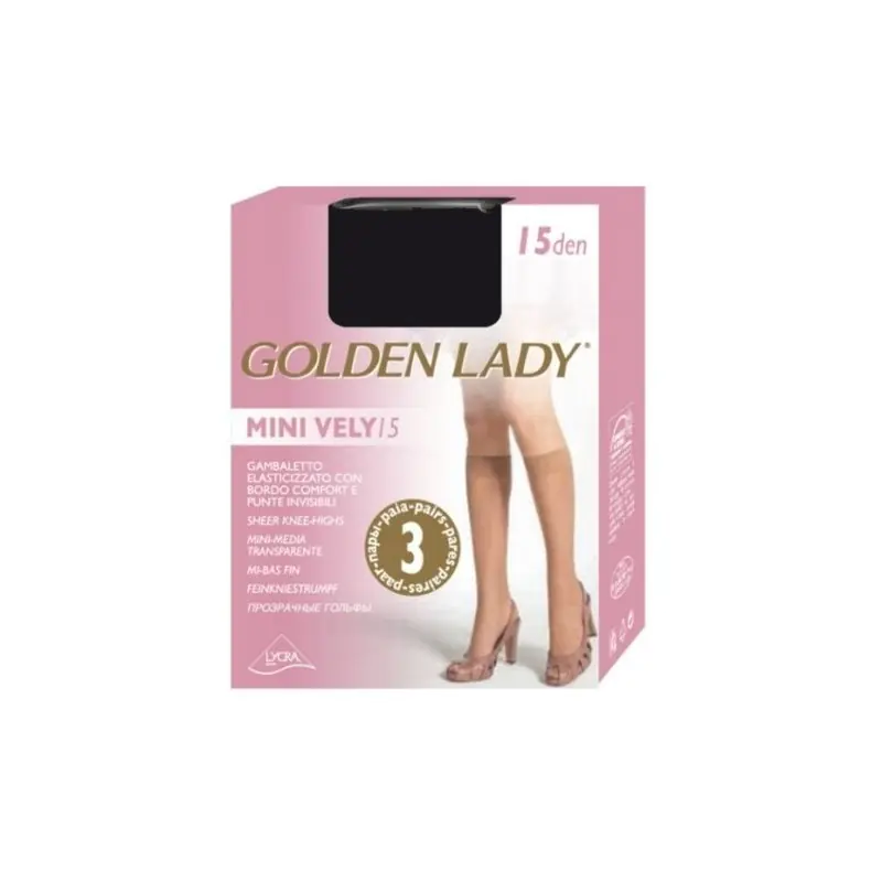 ⁨GOLDEN LADY MINI VELY KNEE SOCKS 3 pairs (Black, One size one)⁩ at Wasserman.eu