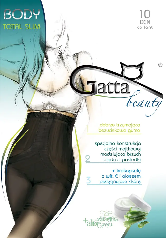 ⁨RAJSTOPY GATTA BODY TOTAL SLIM 10 DEN (kolor Nero, rozmiar 2)⁩ w sklepie Wasserman.eu