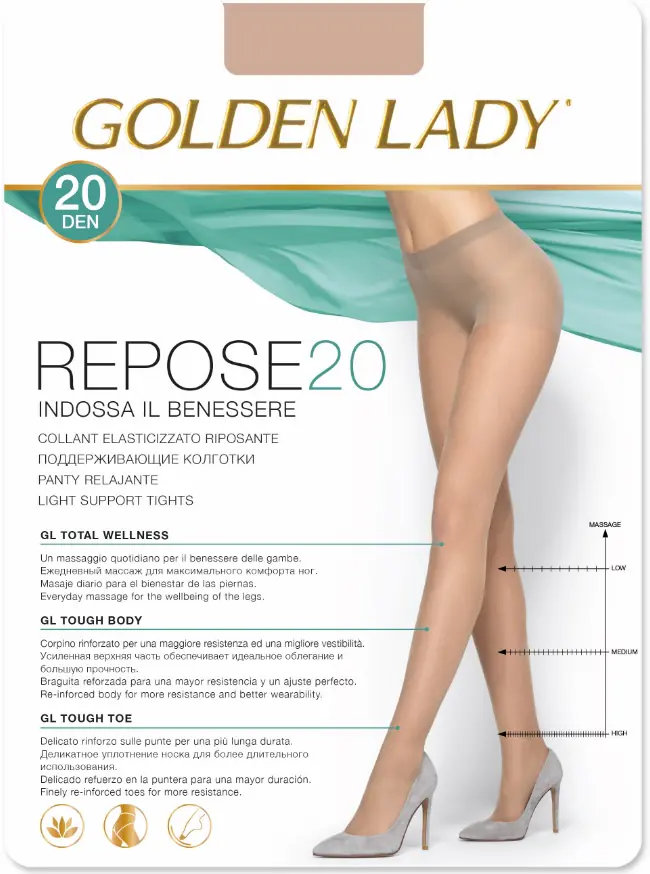 ⁨GOLDEN LADY REPOSE 20 den relaxing tights (Black, Size 2)⁩ at Wasserman.eu