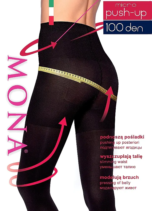 ⁨TIGHTS MONA MICRO PUSH-UP 100 den modeling (Color: black, Size 2)⁩ at Wasserman.eu