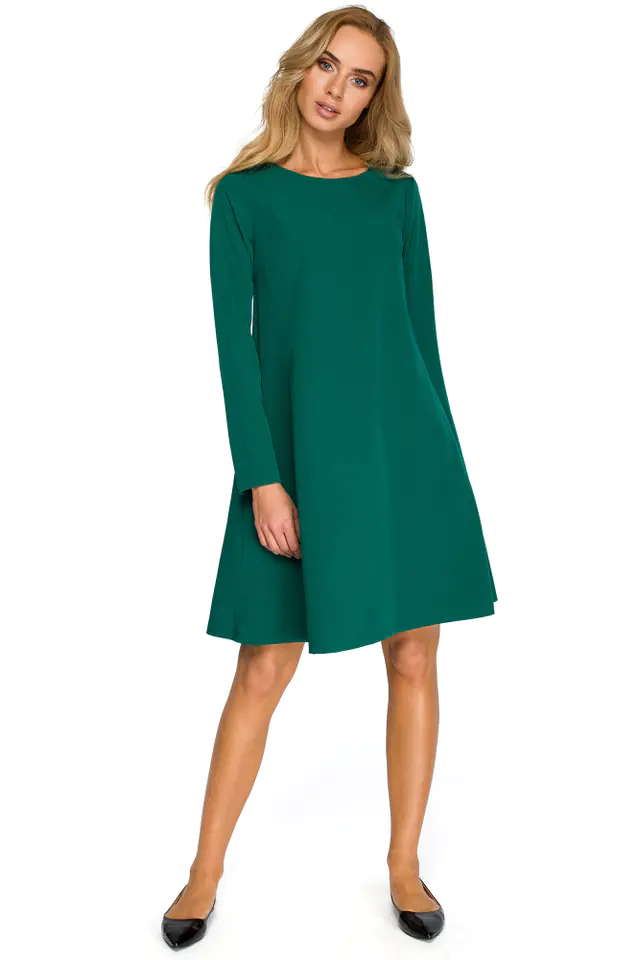 ⁨S137 Sukienka rozkloszowana - zielona (kolor green, rozmiar S)⁩ w sklepie Wasserman.eu