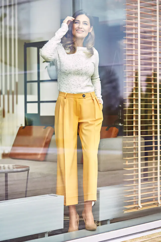 ⁨S139 Spodnie cullotes - żółte (kolor Yellow, rozmiar L)⁩ w sklepie Wasserman.eu
