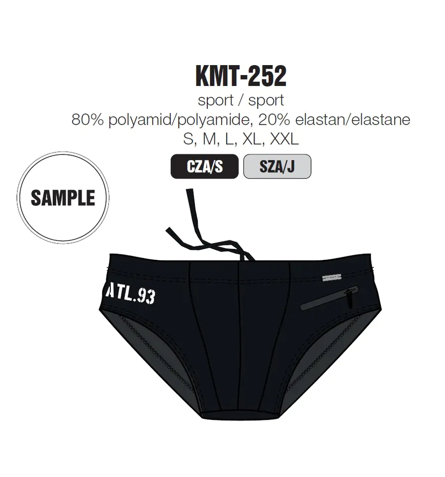 ⁨SWIMSUIT ATLANTIC KMT-252 (Black, Size XL (42))⁩ at Wasserman.eu