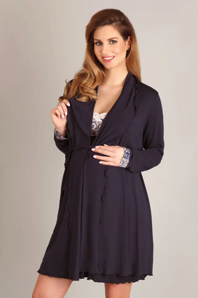 ⁨Bathrobe Model 1677 (navy blue, size S/M)⁩ at Wasserman.eu