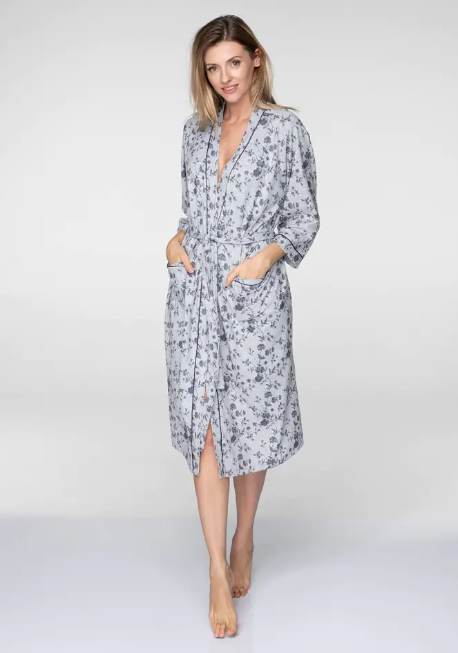 ⁨BATHROBE KEY LGL-525 B19 (Grey melange, size S/M)⁩ at Wasserman.eu