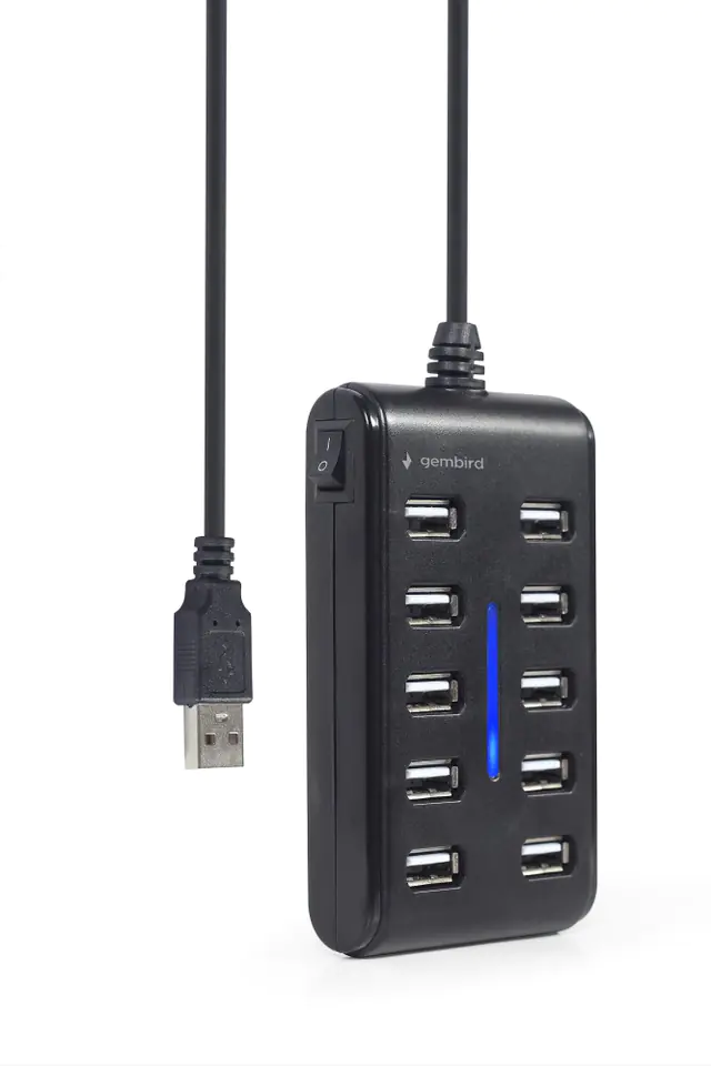 ⁨Gembird UHB-U2P10P-01 10-port USB 2.0 hub, black⁩ at Wasserman.eu